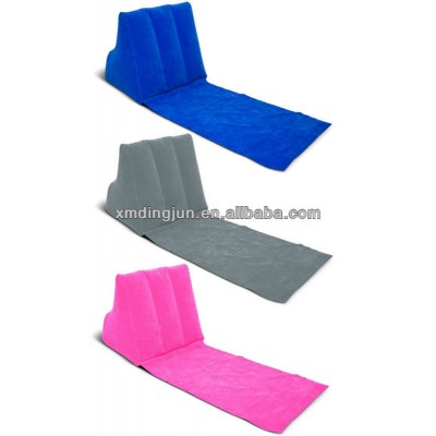 flocking pvc inflatable beach cushion, inflatable camping cushion with backrest inflatable wedge cushion